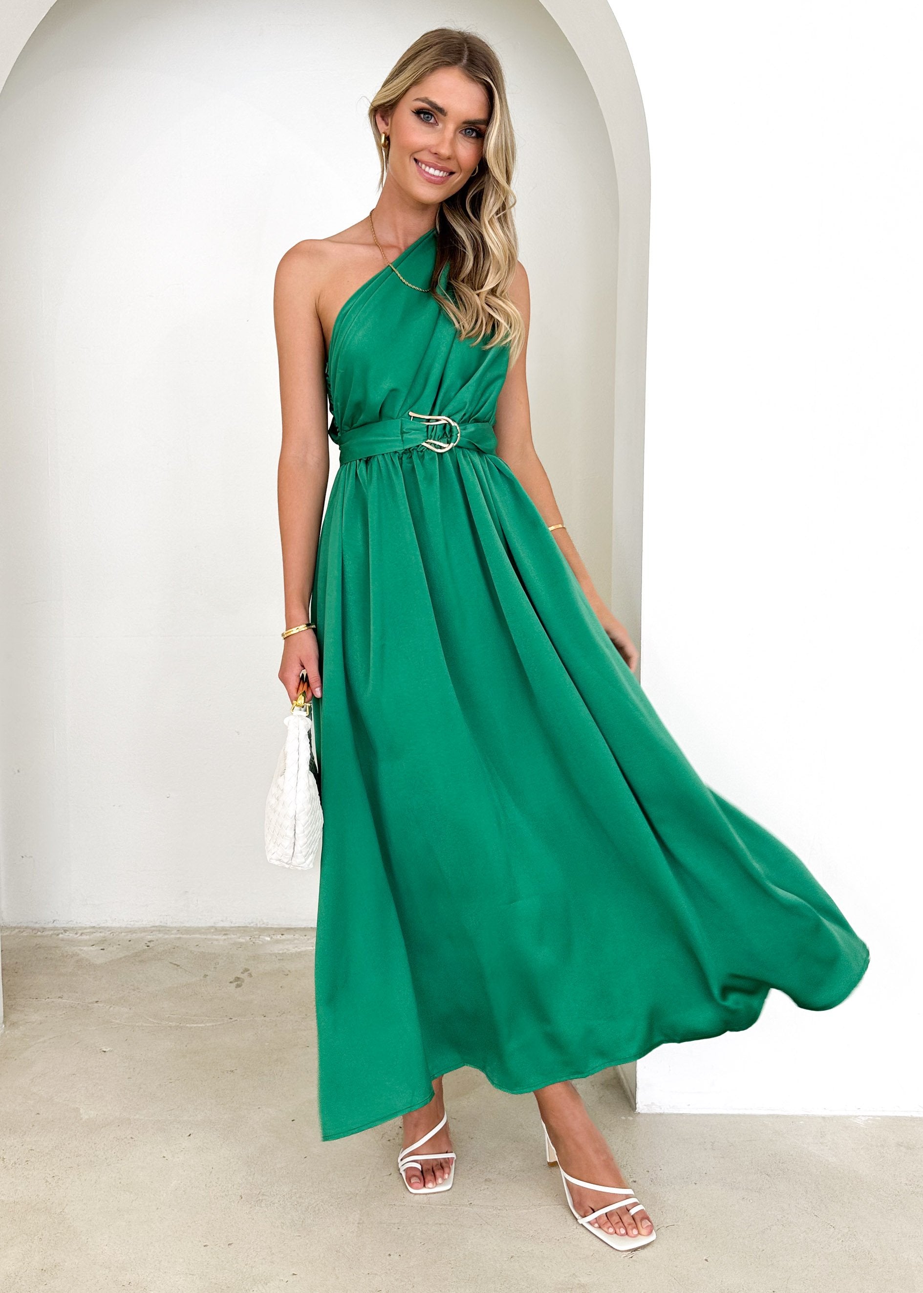 Korah One Shoulder Midi Dress - Green