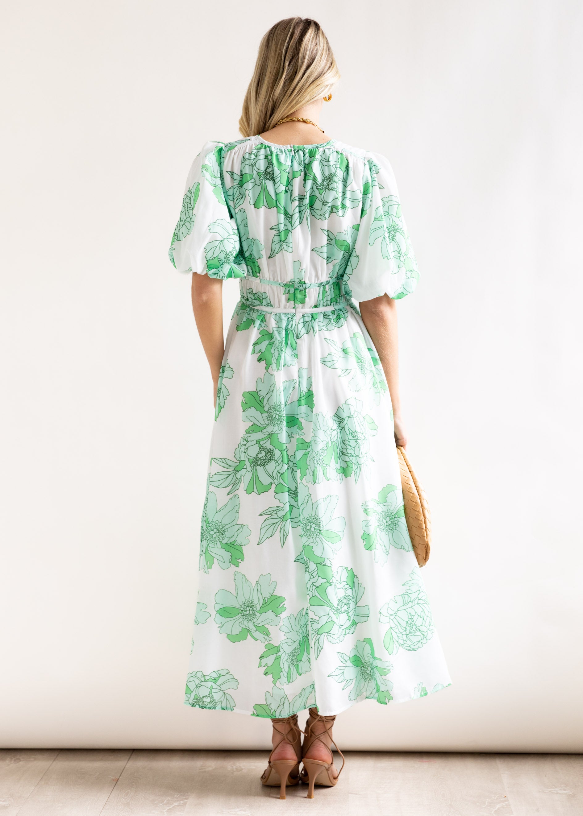 Kyriea Midi Dress - Mint Floral