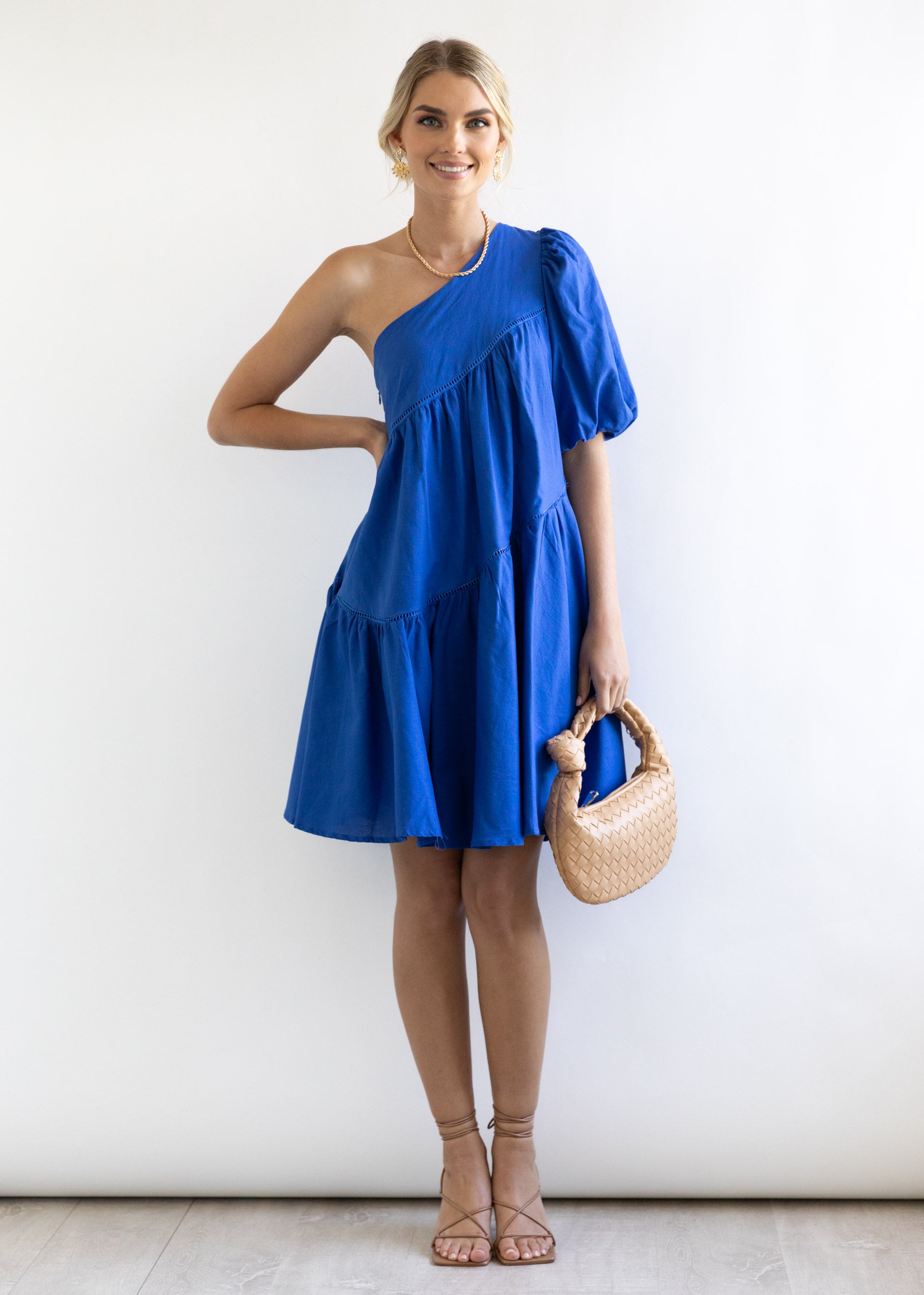 Sicilie One Shoulder Dress - Cobalt