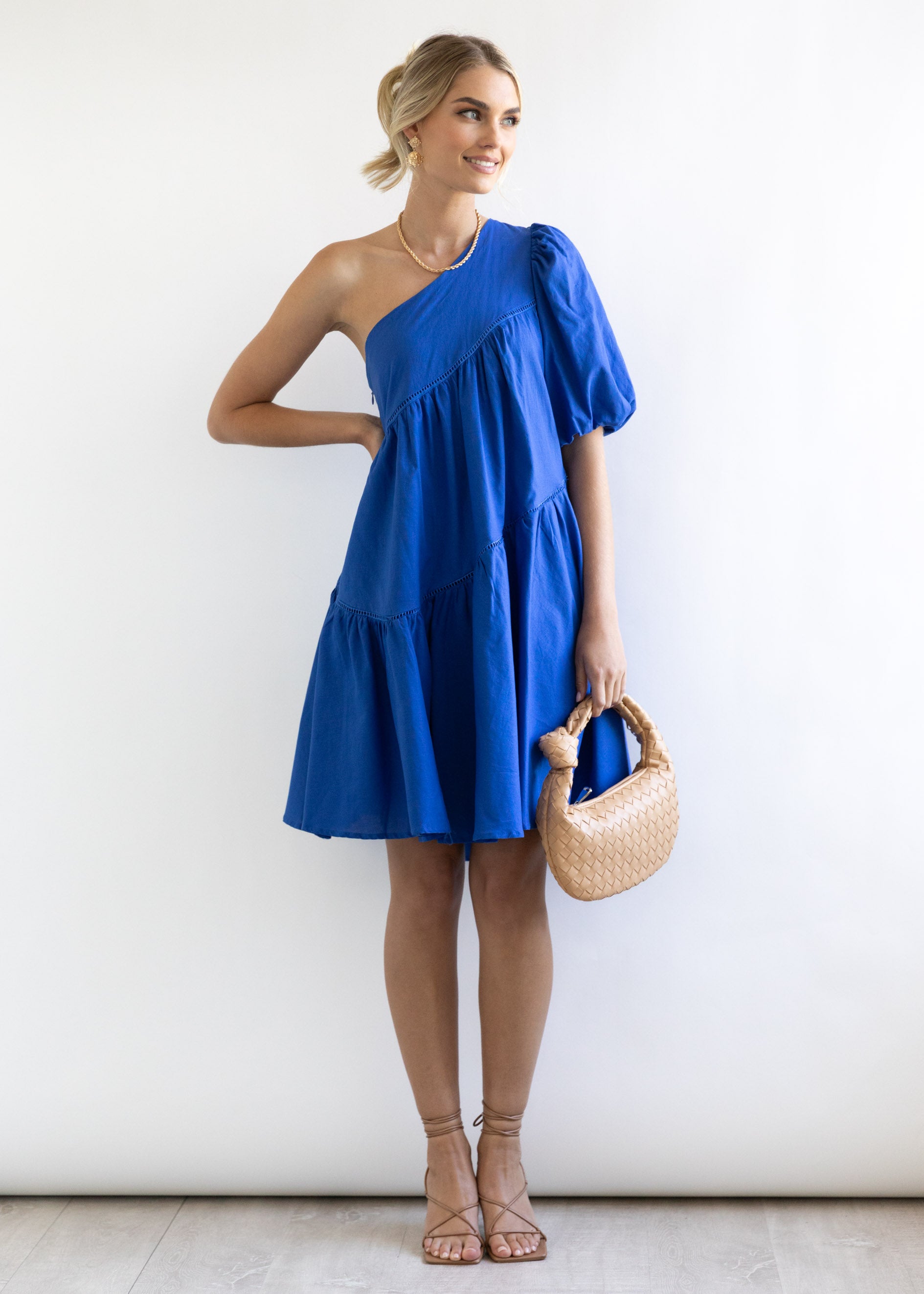 Sicilie One Shoulder Dress - Cobalt