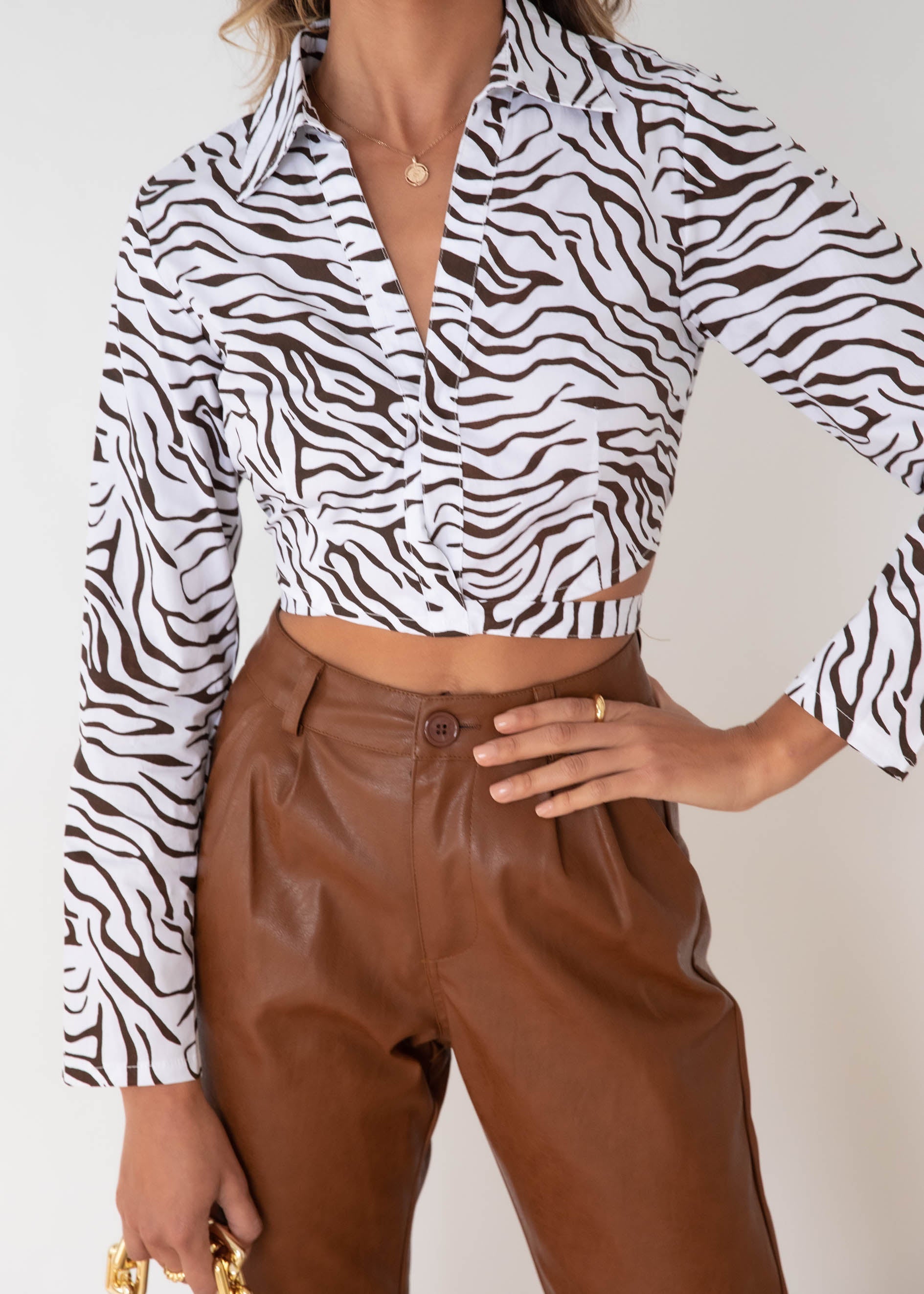 Lisana Cropped Shirt - Zebra