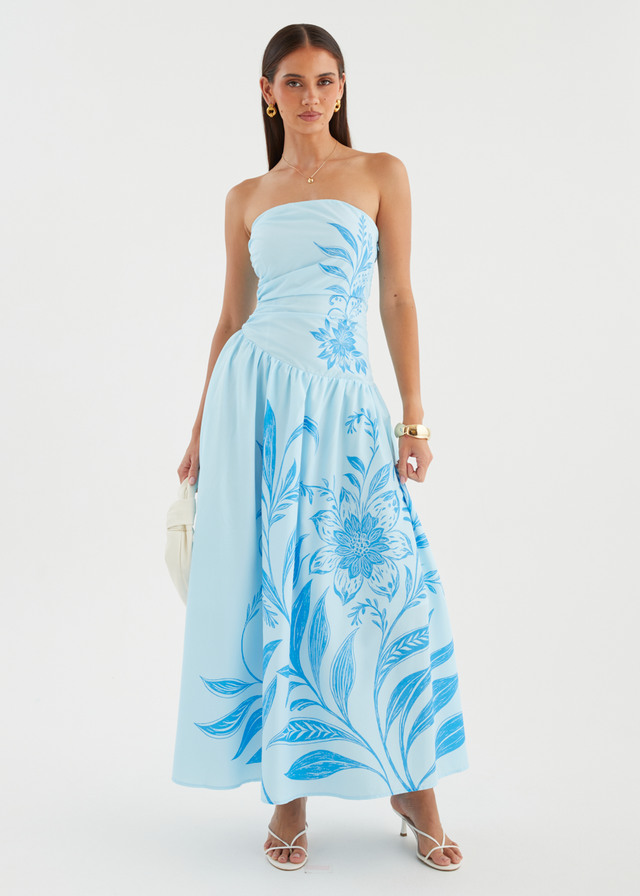Zahley Strapless Maxi Dress - Blue Bloom
