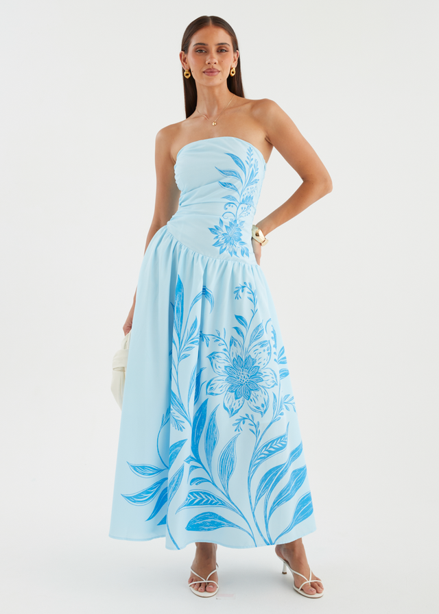 Zahley Strapless Maxi Dress - Blue Bloom