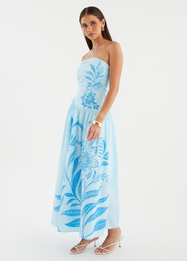 Zahley Strapless Maxi Dress - Blue Bloom