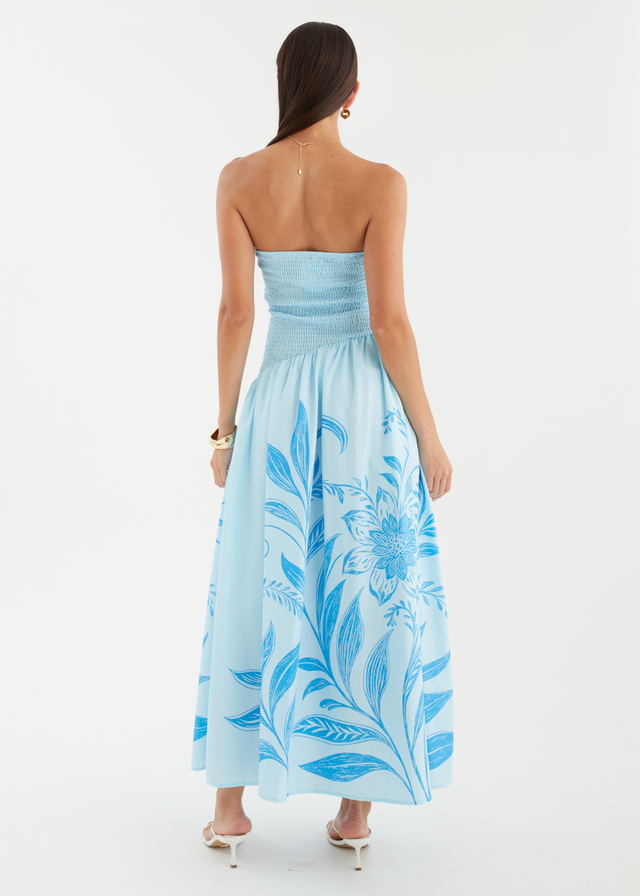 Zahley Strapless Maxi Dress - Blue Bloom
