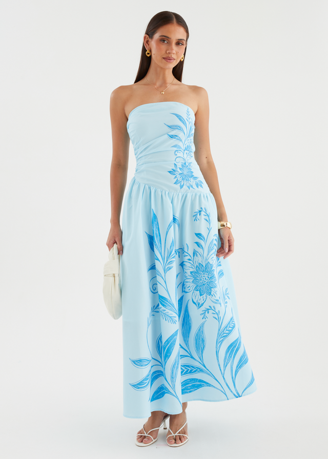 Zahley Strapless Maxi Dress - Blue Bloom