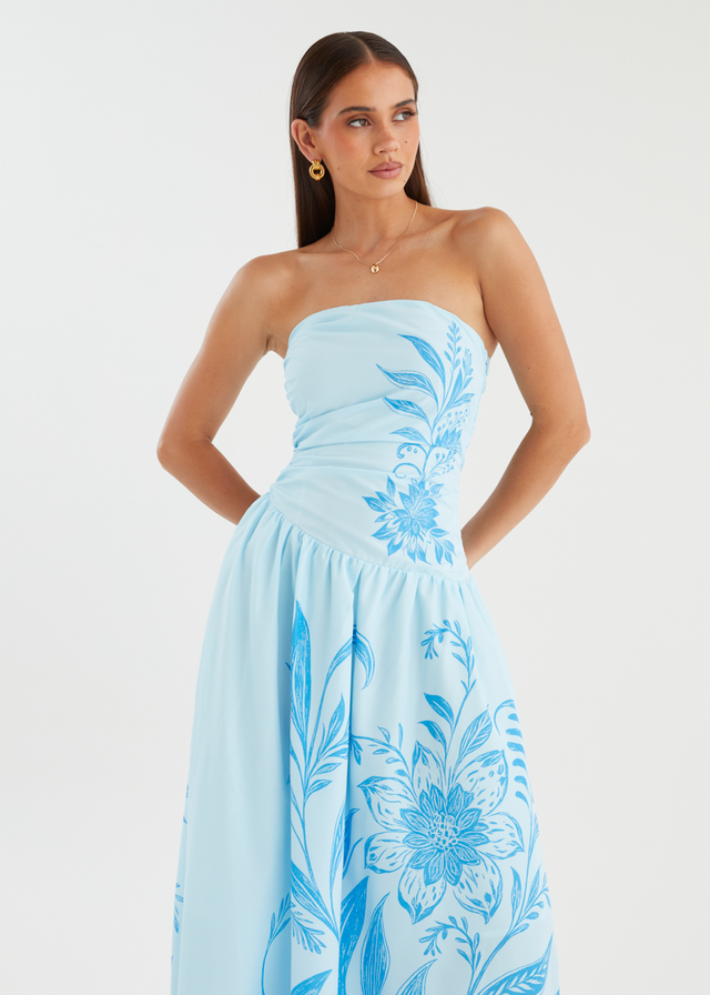 Zahley Strapless Maxi Dress - Blue Bloom