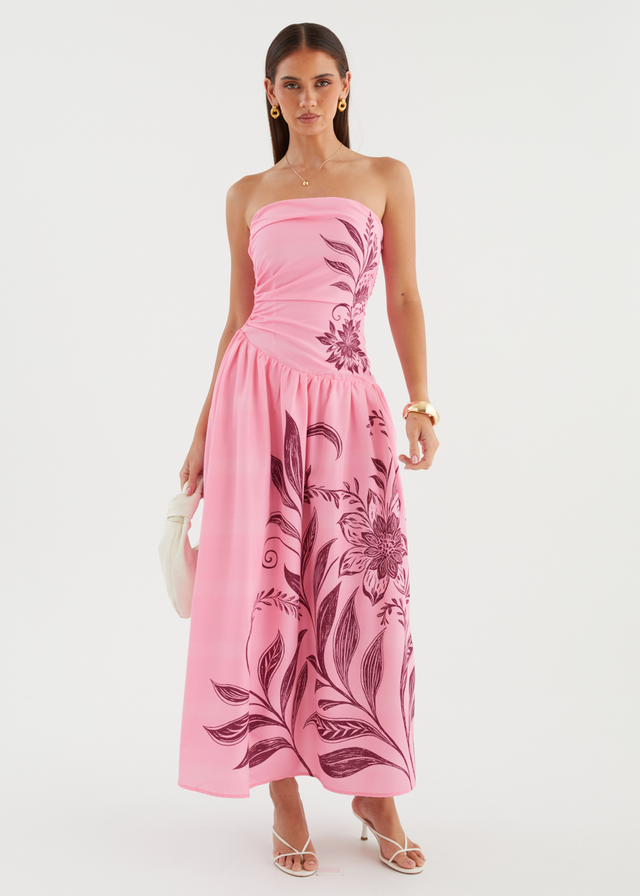 Zahley Strapless Maxi Dress - Magenta Bloom