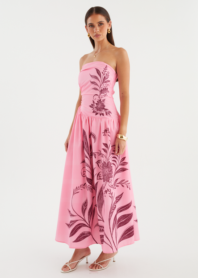 Zahley Strapless Maxi Dress - Magenta Bloom