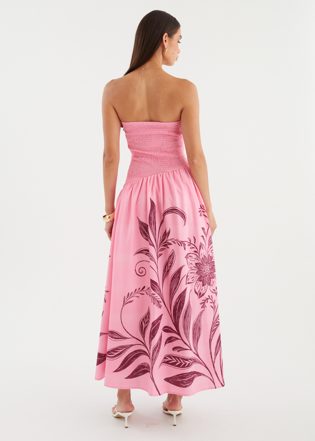 Zahley Strapless Maxi Dress - Magenta Bloom