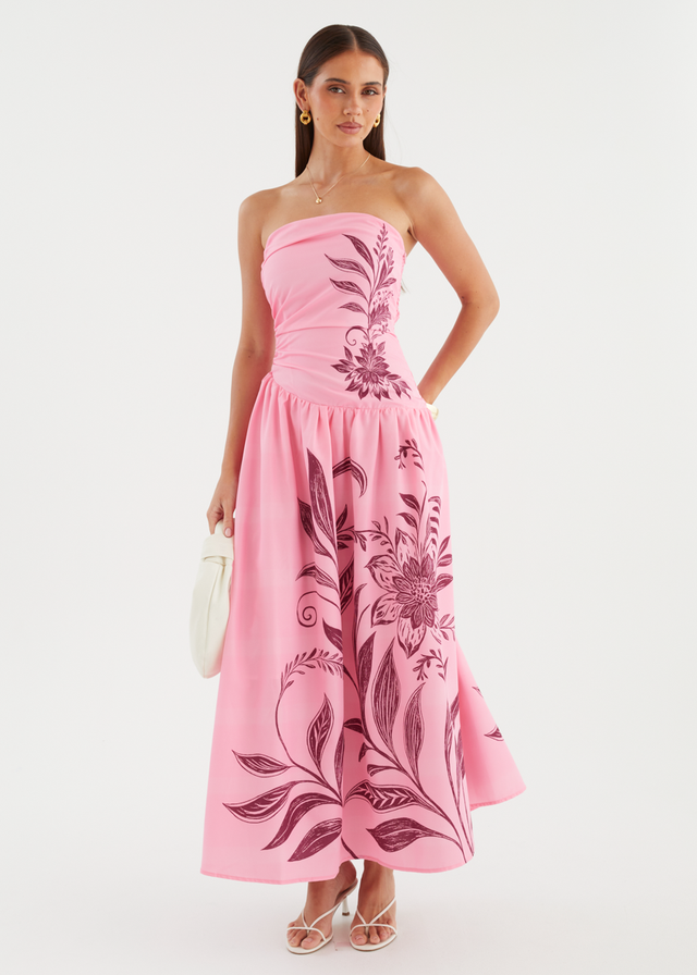 Zahley Strapless Maxi Dress - Magenta Bloom