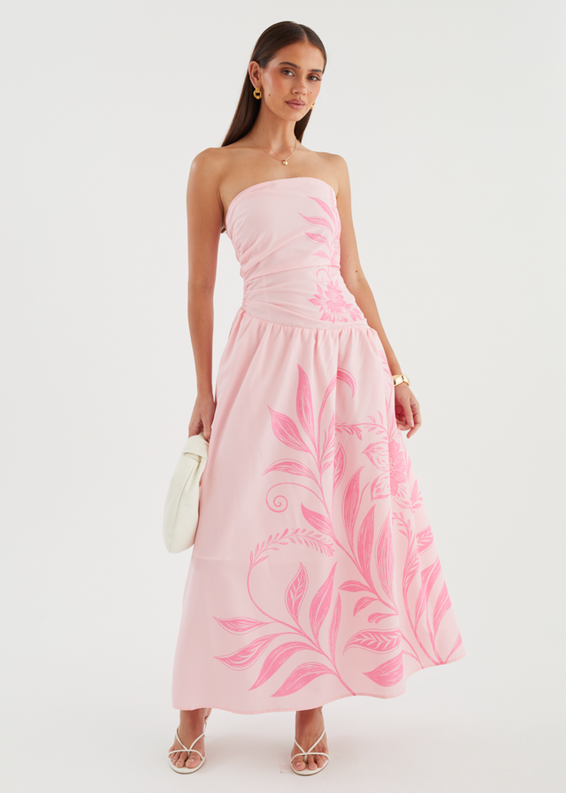 Zahley Strapless Maxi Dress - Pink Bloom