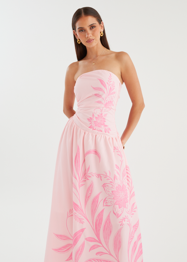 Zahley Strapless Maxi Dress - Pink Bloom