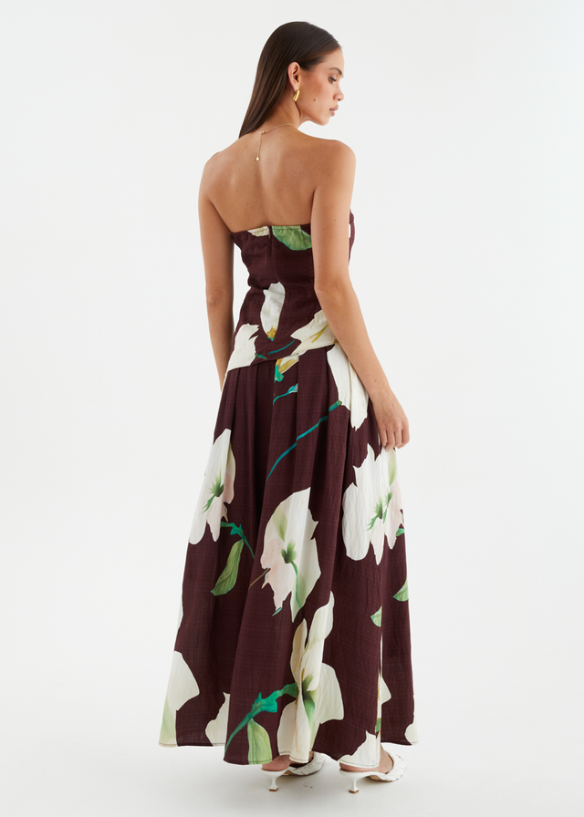 Carie Strapless Top - Burgundy Calla Lily