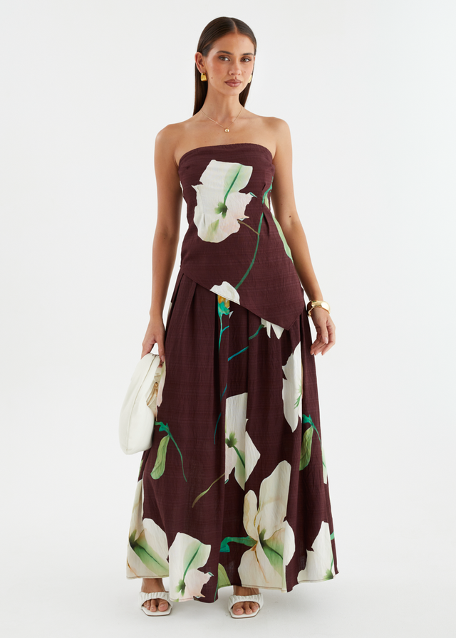 Carie Strapless Top - Burgundy Calla Lily