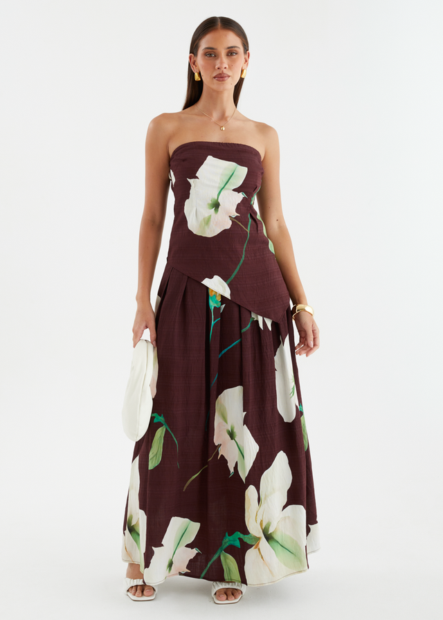 Carie Strapless Top - Burgundy Calla Lily