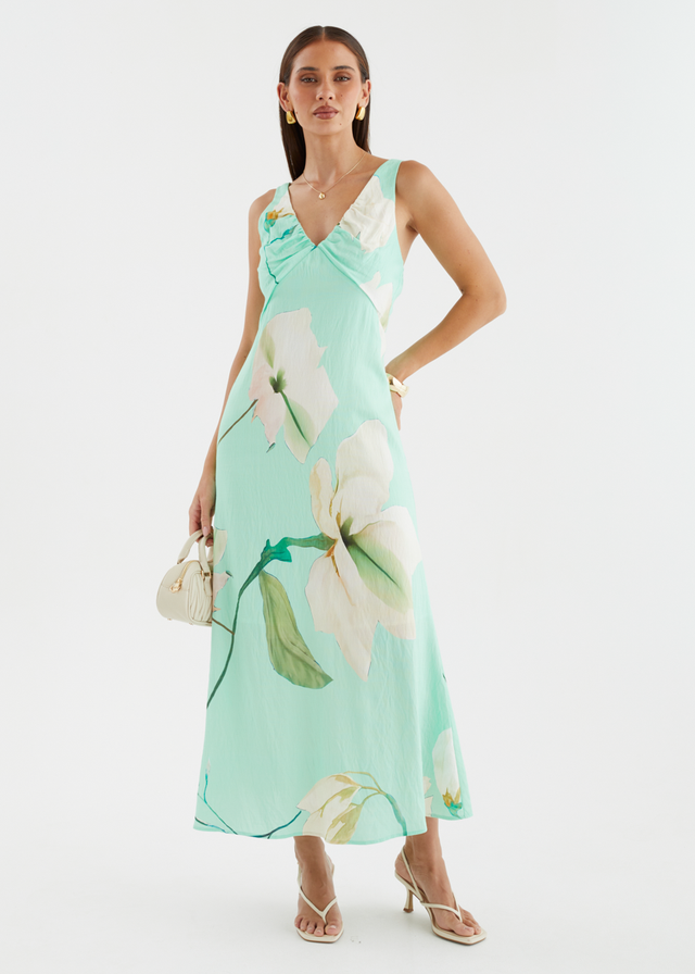 Klaudia Maxi Dress - Mint Flowers