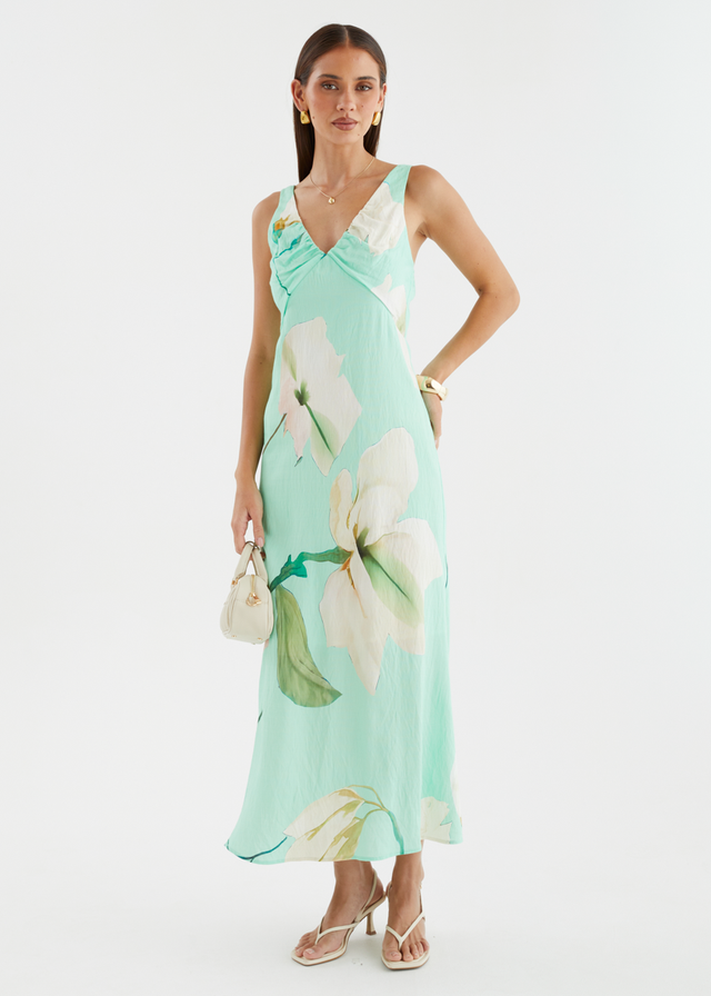 Klaudia Maxi Dress - Mint Flowers