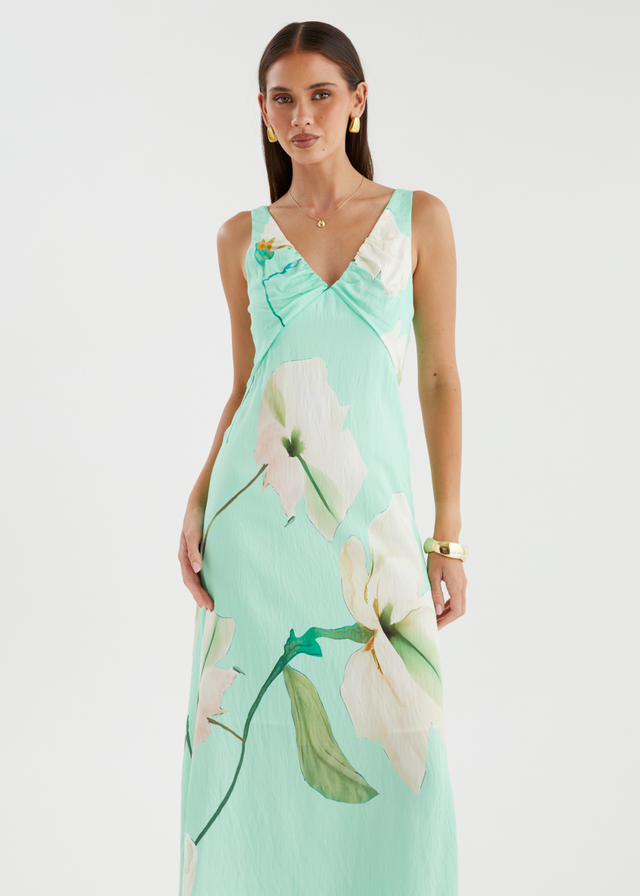 Klaudia Maxi Dress - Mint Flowers