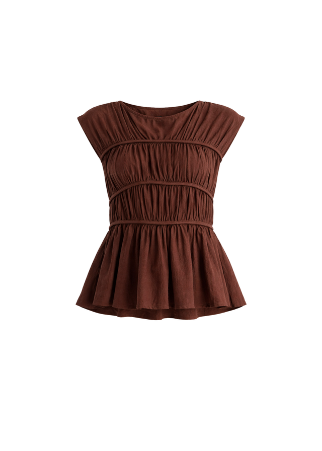 Sunstone Pleated Top - Chocolate