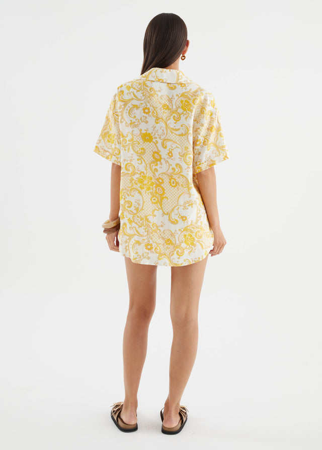 Positano Linen Shirt - Pineapple Paisley