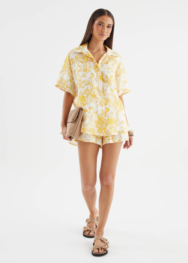 Positano Linen Shirt - Pineapple Paisley
