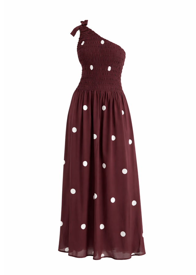 Leni One Shoulder Maxi Dress - Chocolate Spot