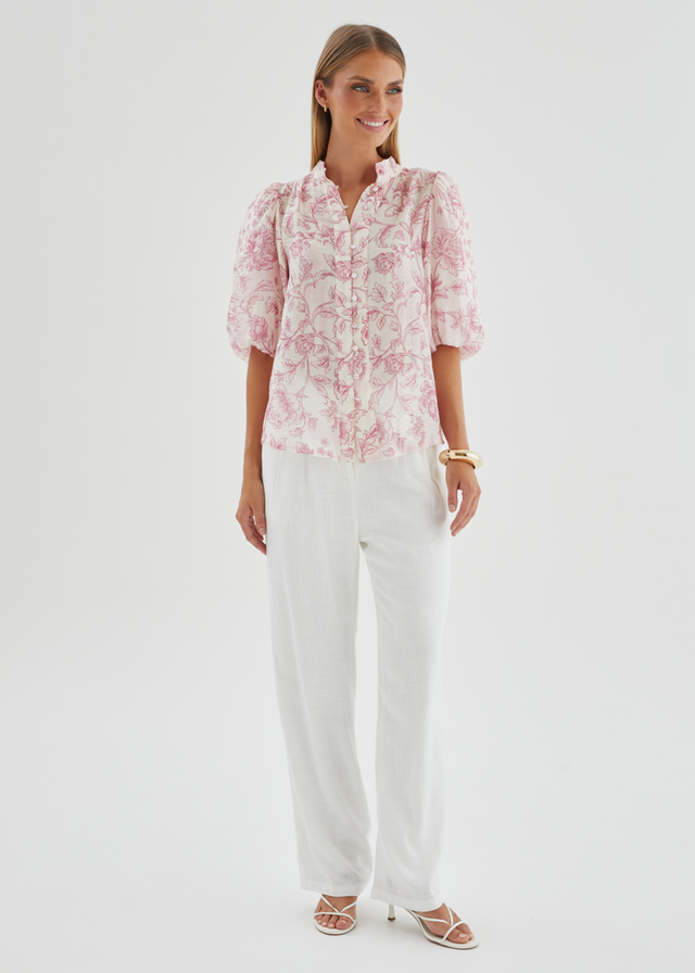 Simone Blouse - Pink Floral