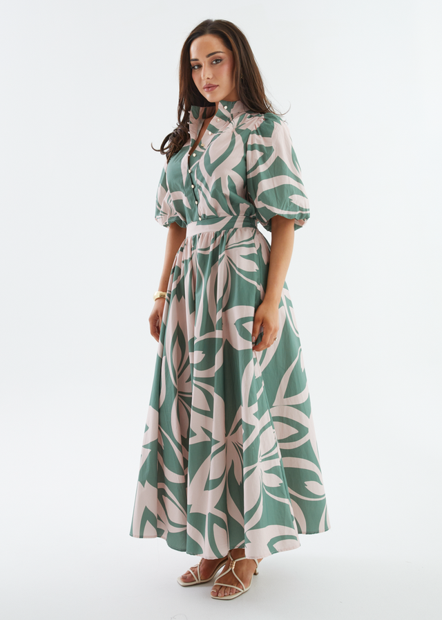 Simone Maxi Skirt - Fern Abstract