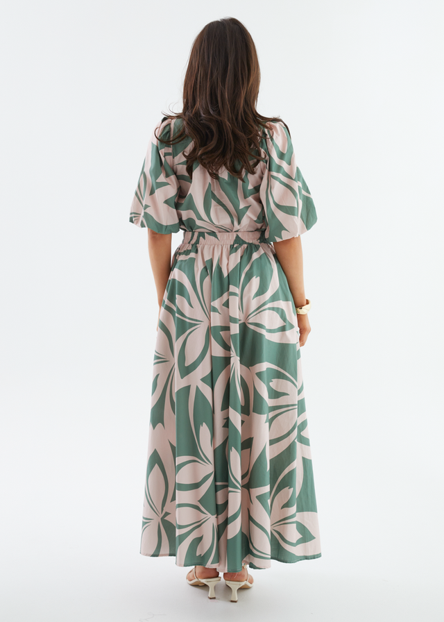 Simone Maxi Skirt - Fern Abstract