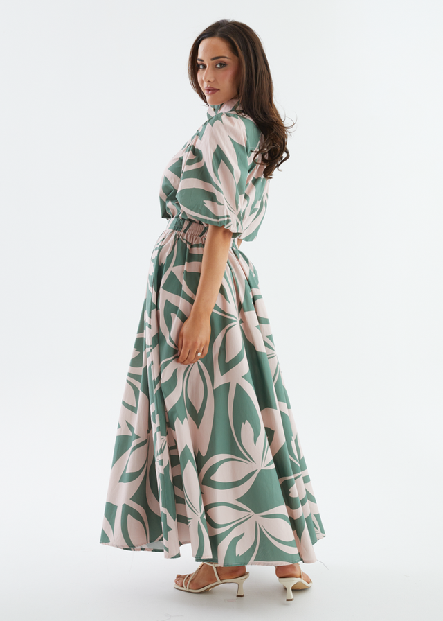 Simone Maxi Skirt - Fern Abstract