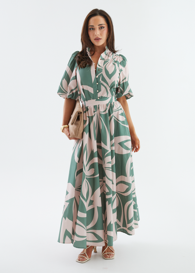 Simone Maxi Skirt - Fern Abstract