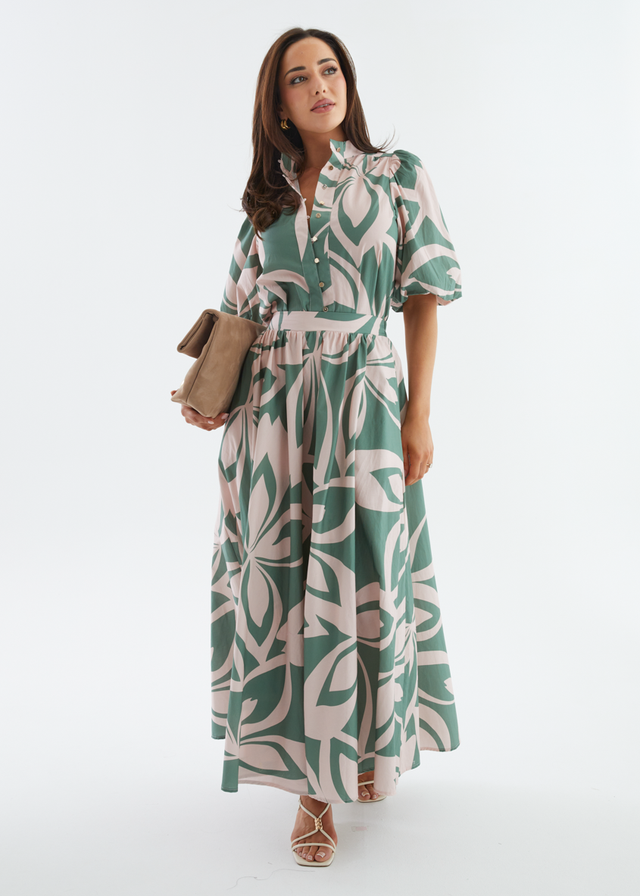 Simone Maxi Skirt - Fern Abstract