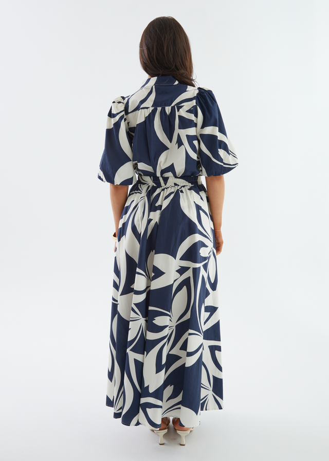 Simone Blouse - Navy Abstract