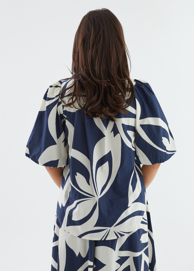 Simone Blouse - Navy Abstract