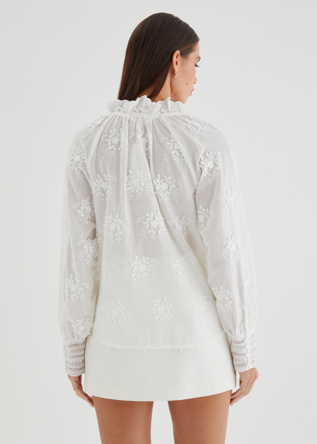 Talullah Embroidered Blouse - White Floral