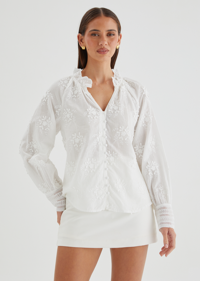 Talullah Embroidered Blouse - White Floral