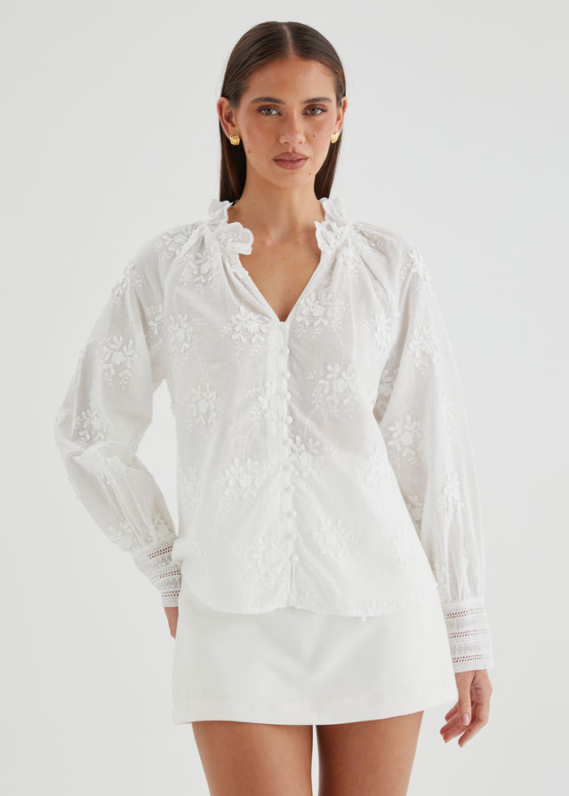 Talullah Embroidered Blouse - White Floral