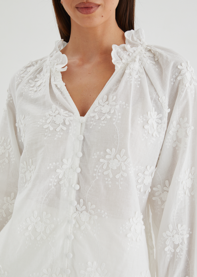 Talullah Embroidered Blouse - White Floral