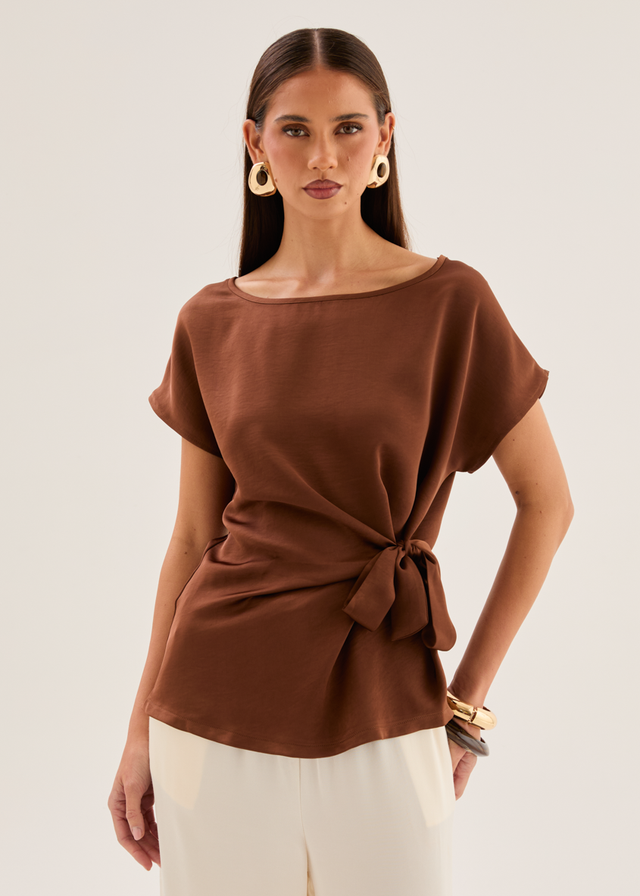 Thalie Tie Top - Chocolate