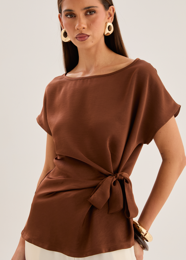 Thalie Tie Top - Chocolate