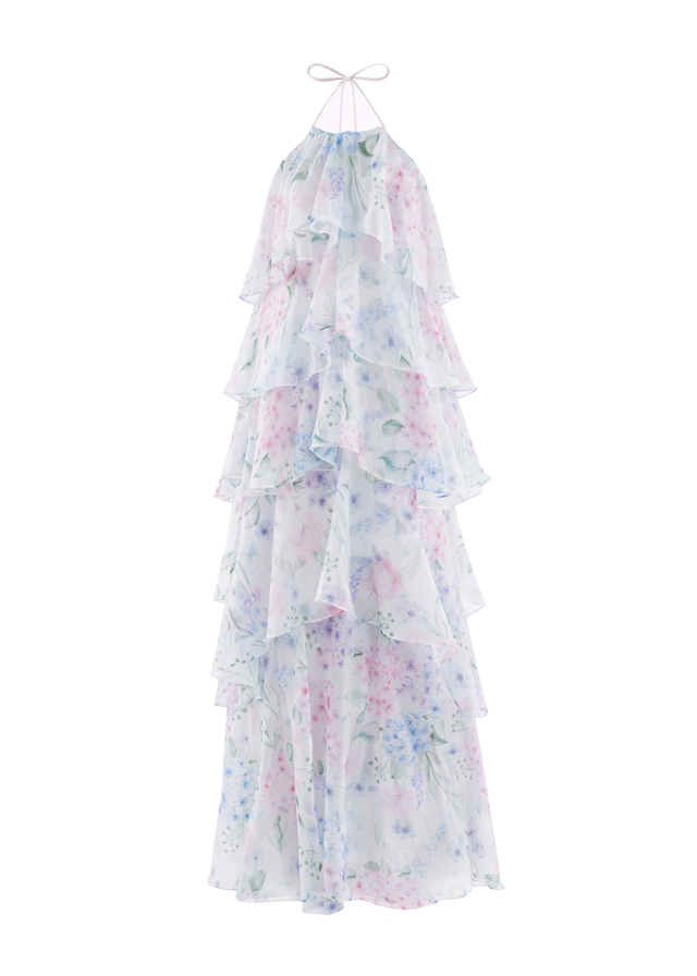 Telaena Halter Maxi Dress - Aqua Floral