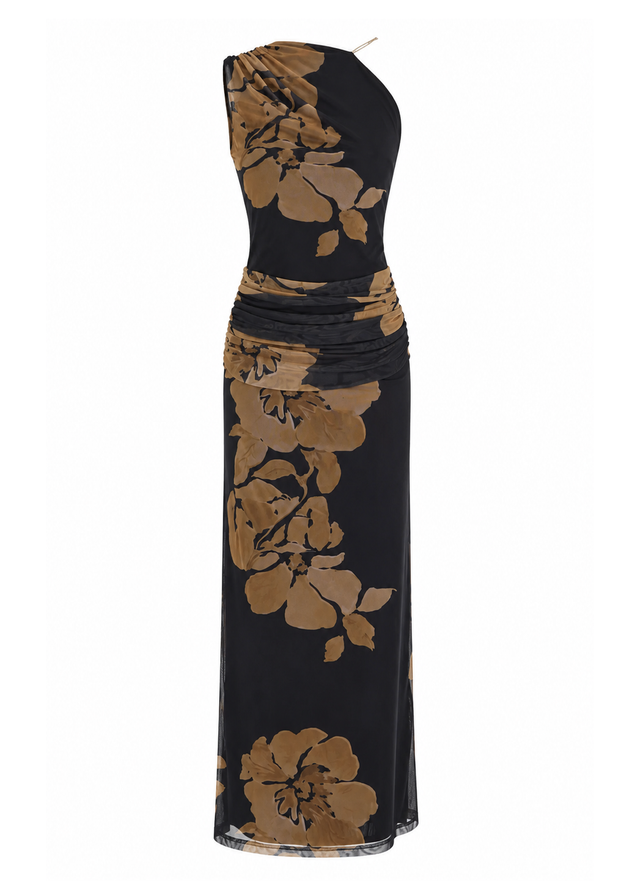 Isidora Mesh Midi Dress - Obsidian Floral