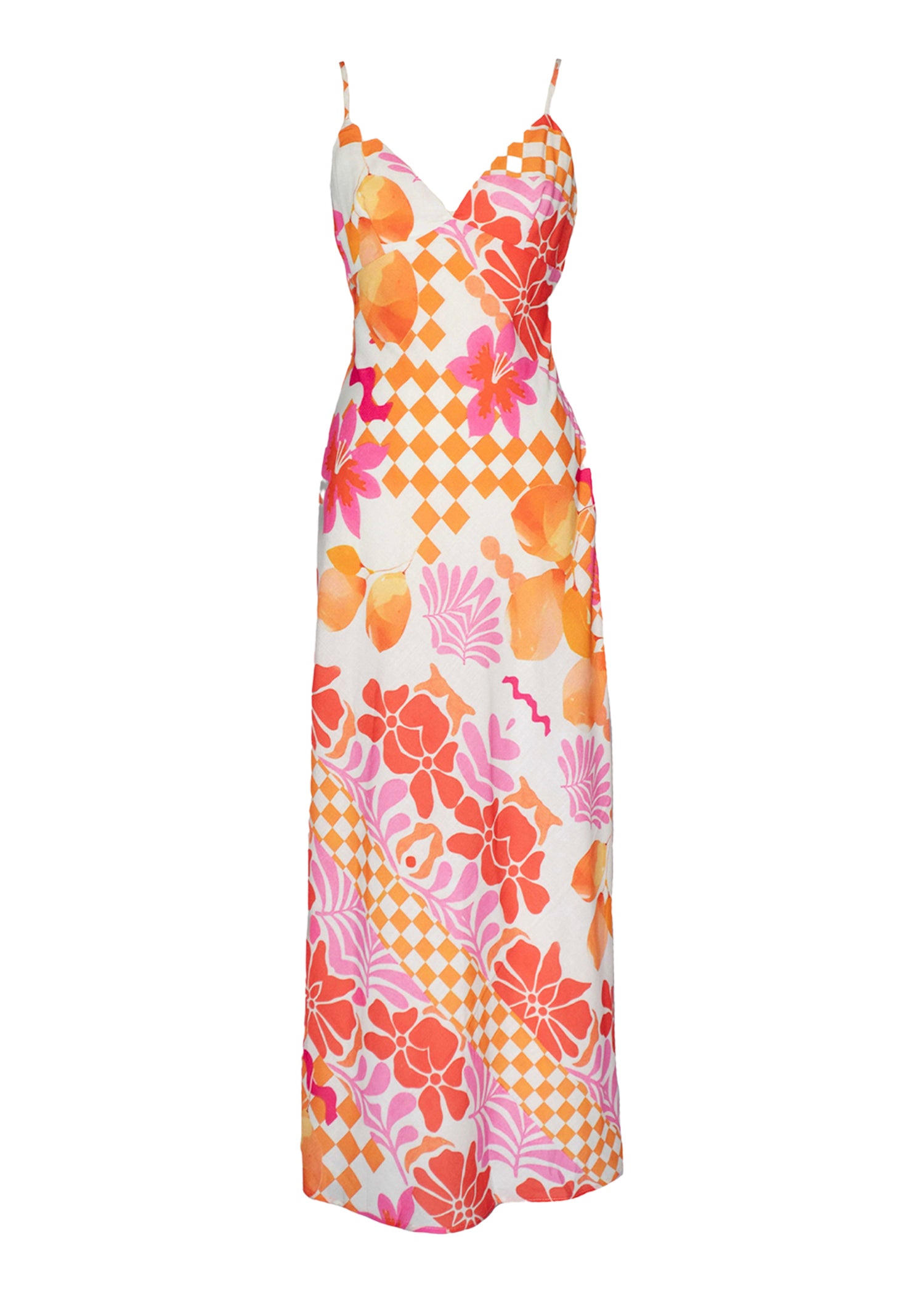 Pacific Midi Dress - Orange Flowers