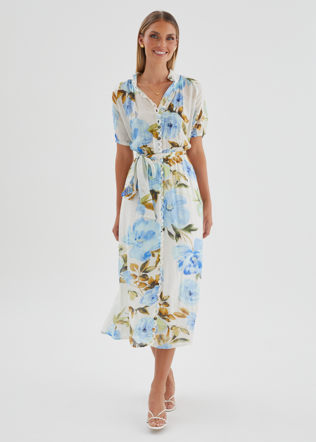 Lauretta Midi Dress - Blue Floral