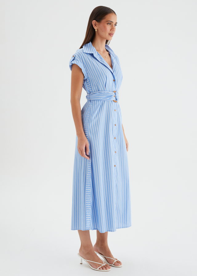 Samantha Midi Dress - Sky Stripe