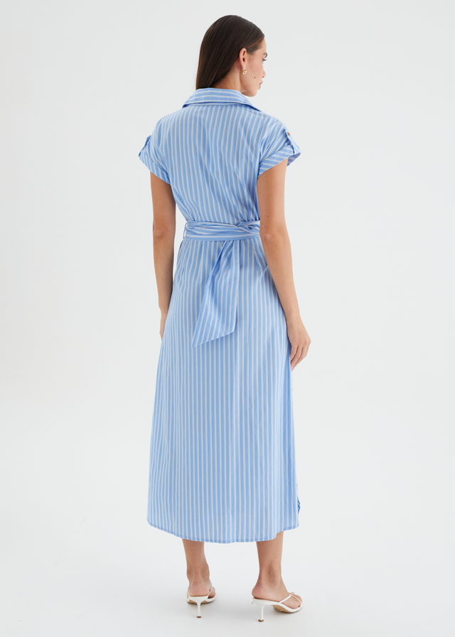 Samantha Midi Dress - Sky Stripe
