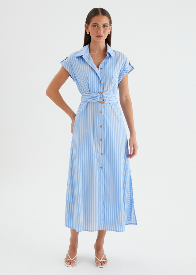 Samantha Midi Dress - Sky Stripe