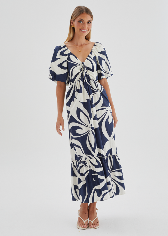 Margo Maxi Dress - Navy Abstract