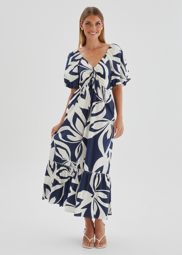 Margo Maxi Dress - Navy Abstract